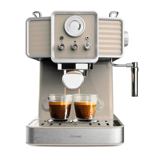 Cecotec Power Espresso 20 Tradizionale Sand – Máquina de Café Expresso 1350W, 20 Bar, Vaporizador, Manómetro, Depósito 1,5L – Bege